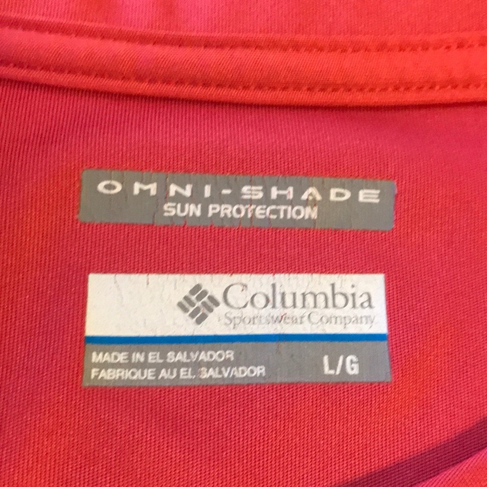 Columbia Short Sleeve Tee - Pink with Blue and White Graphic - Picture 2 of 4